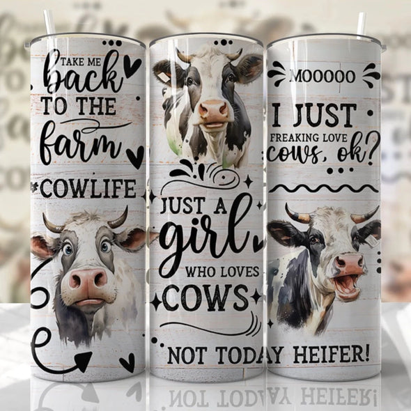 Funny Cow - 20 oz Skinny Tumbler Sublimation Transfers