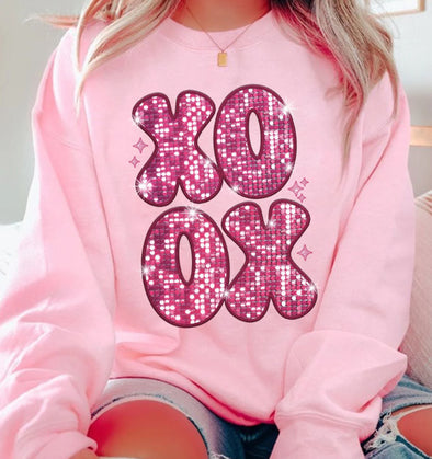 Pink XOXO Sparkly Glitter - DTF