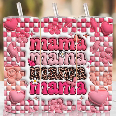 3D Retro Mama Valentine   - 20 oz Skinny Tumbler Sublimation Transfers