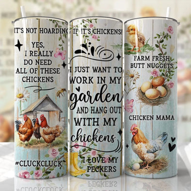 Funny Chicken Words  - 20 oz Skinny Tumbler Sublimation Transfers