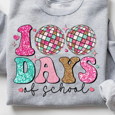 100 Days of School Mirrorball Glitter - DTF