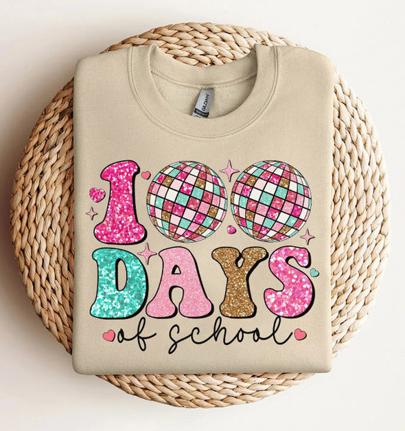 100 Days of School Mirrorball Glitter - DTF