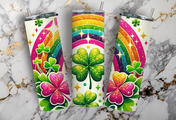 Rainbow clover- 20 oz Tumbler Sublimation Transfers