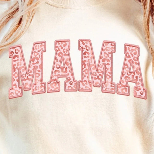 Mama Embroidered Pink - DTF Transfer