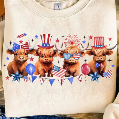 America Baby Highland Cow - DTF Transfer