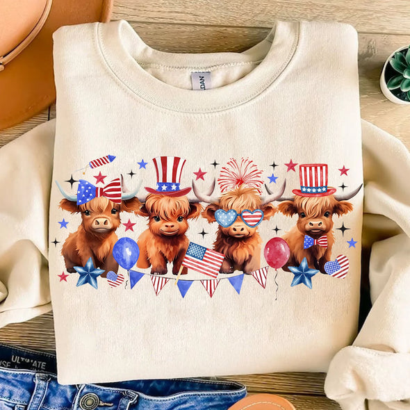America Baby Highland Cow - DTF Transfer