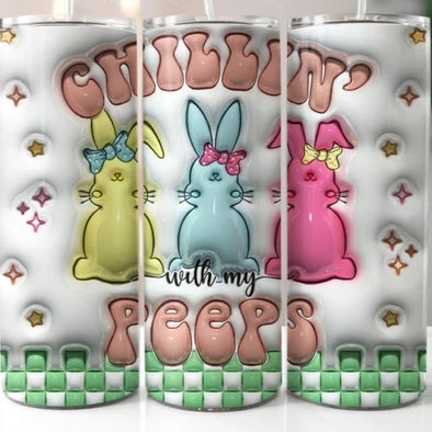 3D Chillin With My Peeps Inflated 20  oz Skinny Tumbler Sublimation Transfers