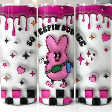 3D Retro So Peepin Boujee Inflated 20  oz Skinny Tumbler Sublimation Transfers