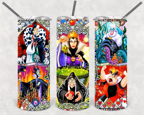 Villians - 20 oz Skinny Tumbler Sublimation Transfers