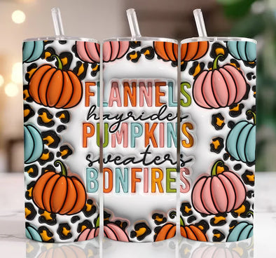 Flannels, Hayrides, Sweaters 3D Puffy Inflated - 20 oz Skinny Tumbler Sublimation Transfers