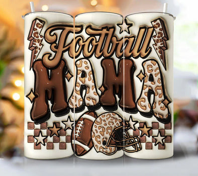 Football Mama 3D Puffy Inflated - 20 oz Skinny Tumbler Sublimation Transfers