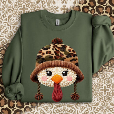 Turkey Head in Camo Hat   - DTF