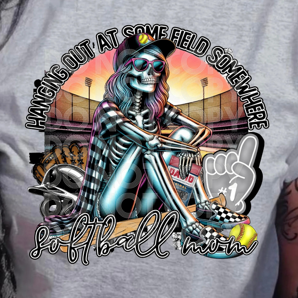 Hanging Out Field Softball Mom - DTF