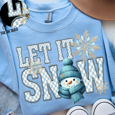 Let It Snow Checkers Faux Embroidery - DTF