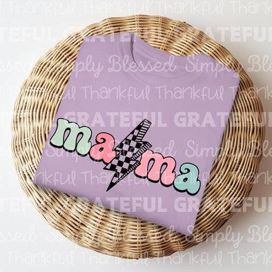 Pastel Mama Checkered Bolt - DTF Transfer