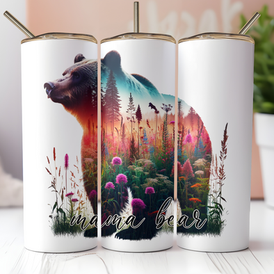 Mama Bear 4 - 20 oz Skinny Tumbler Sublimation Transfers