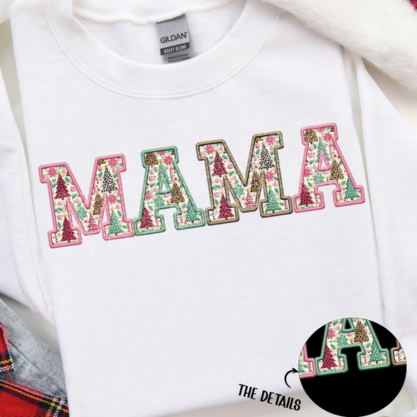 Mama Christmas Fun Faux Embroidery - DTF