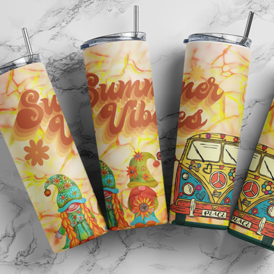 Summer Vibes Retro  - 20 oz Skinny Tumbler Sublimation Transfers