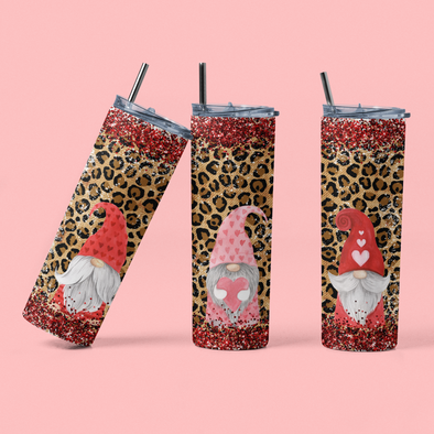 Leopard Gnomes - 20 oz Skinny Tumbler Sublimation Transfers