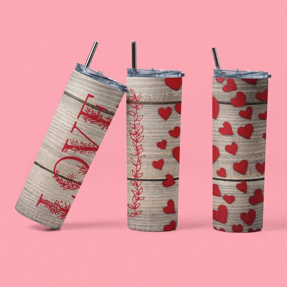 Love Hearts - 20 oz Skinny Tumbler Sublimation Transfers
