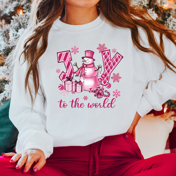 Joy To the World Pink Snowman - DTF