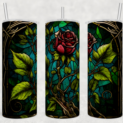 Stained Glass Rose - 20 oz Skinny Tumbler Sublimation Transfers