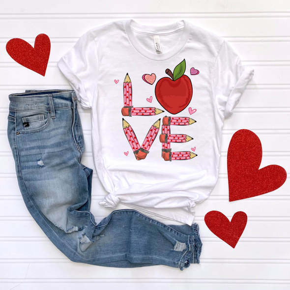 Teacher Heart Pencils  Valentine's Day - DTF