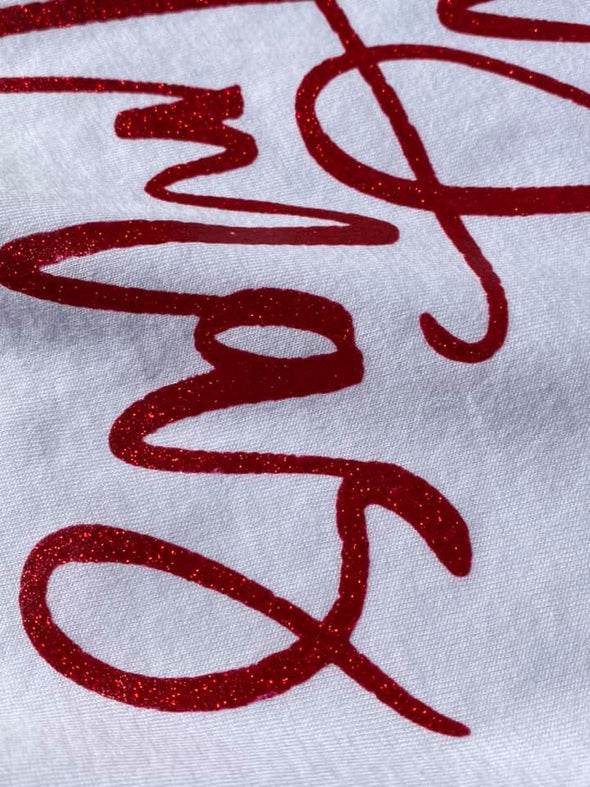 Red GLITTER Merry Christmas -  Screen Print Transfer