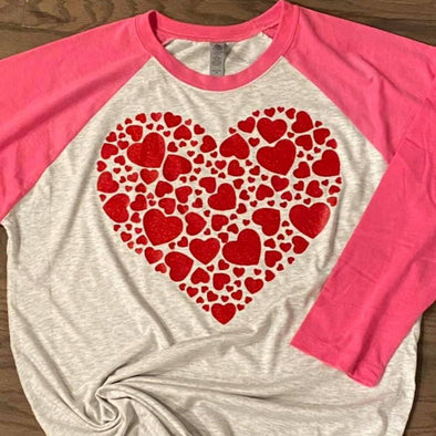 GLITTER RED HEART -  Screen Print Transfer