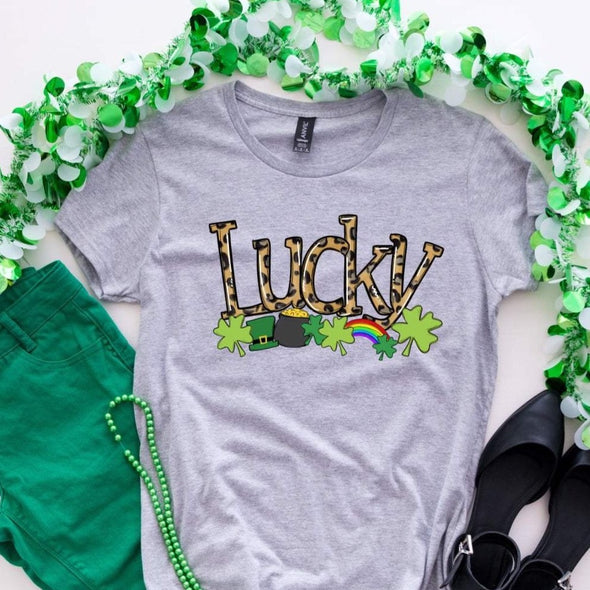I18 Lucky Leopard St. Patrick's Day-  Screen Print Transfer