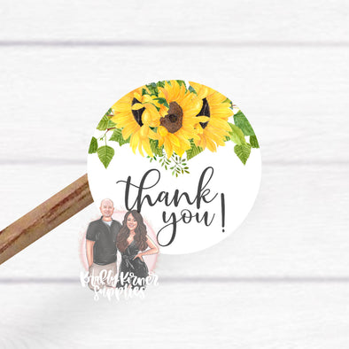 S31 Thank You Sunflower Vinyl Stickers (25)  - Stickers