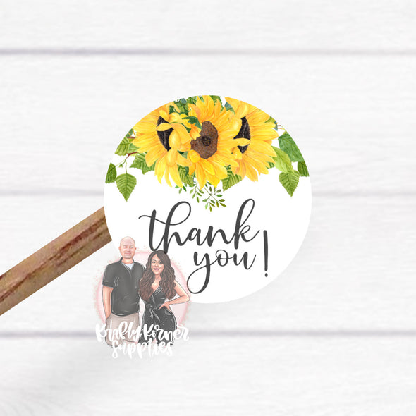 S31 Thank You Sunflower Vinyl Stickers (25)  - Stickers