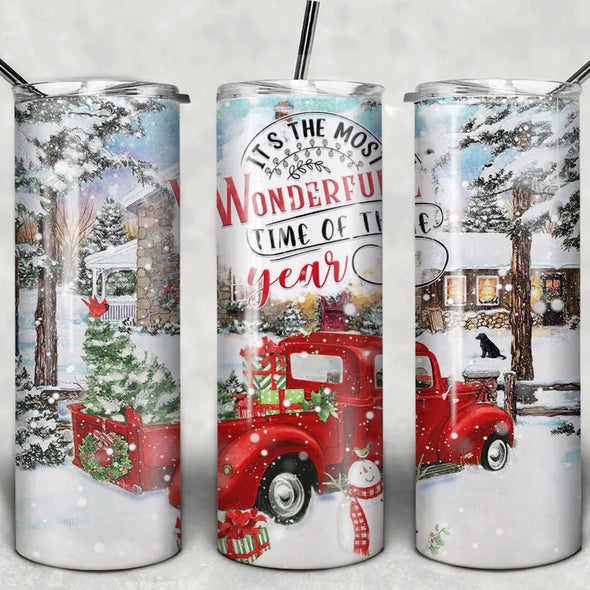 Most Wonderful Time Of The Year - 20 oz Skinny Tumbler Sublimation Transfers