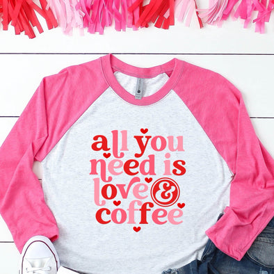 SALE All You Need is Love & Coffee -  Screen Print Transfer