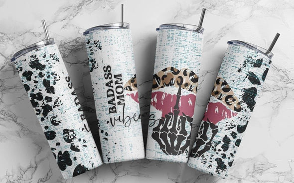 Badass Mom Vibes - 20oz Stainless Steel Skinny Tumbler (COMPLETED ITEM)
