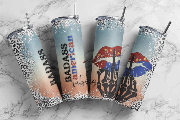 Badass American Vibes - 20oz Stainless Steel Skinny Tumbler (COMPLETED ITEM)