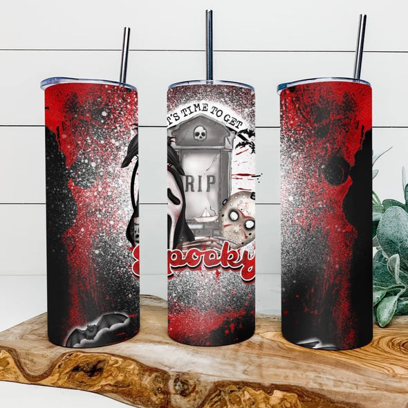 It's Time To Get Spooky - 20 oz Skinny Tumbler Sublimation Transfers
