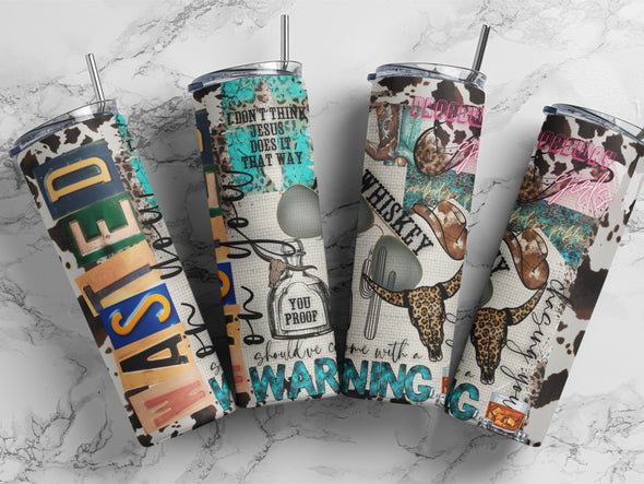 Wasted - 20 oz Skinny Tumbler Sublimation Transfers
