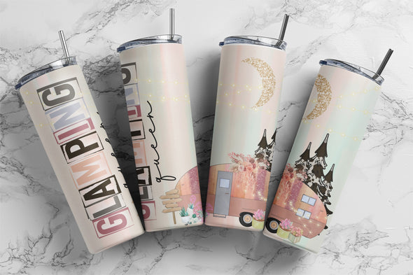 Glamping Queen - 20 oz Skinny Tumbler Sublimation Transfers