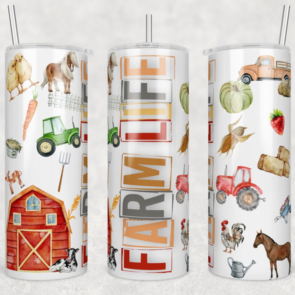Farm Life - 20oz Stainless Steel Skinny Tumbler (COMPLETED ITEM)