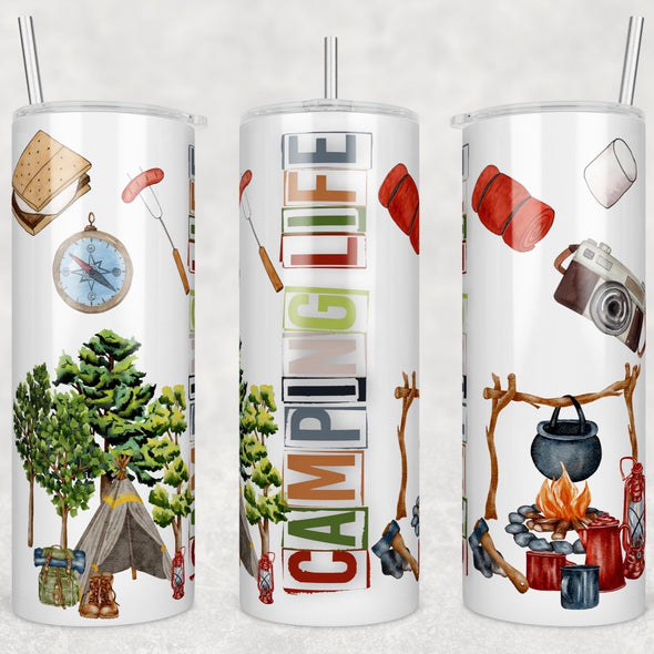 Camping Life - 20oz Stainless Steel Skinny Tumbler (COMPLETED ITEM)