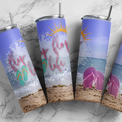 Flip Flop Life - 20 oz Skinny Tumbler Sublimation Transfers