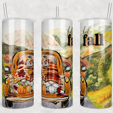 Hello Fall Truck - 20 oz Skinny Tumbler Sublimation Transfers