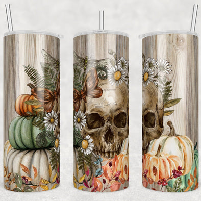 Fall Skull - 20 oz Skinny Tumbler Sublimation Transfers