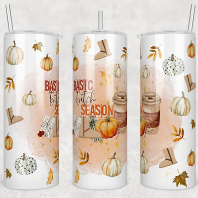 Basic Bitch Season - 20 oz Skinny Tumbler Sublimation Transfers