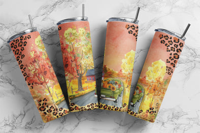 Fall Green Truck - 20 oz Skinny Tumbler Sublimation Transfers