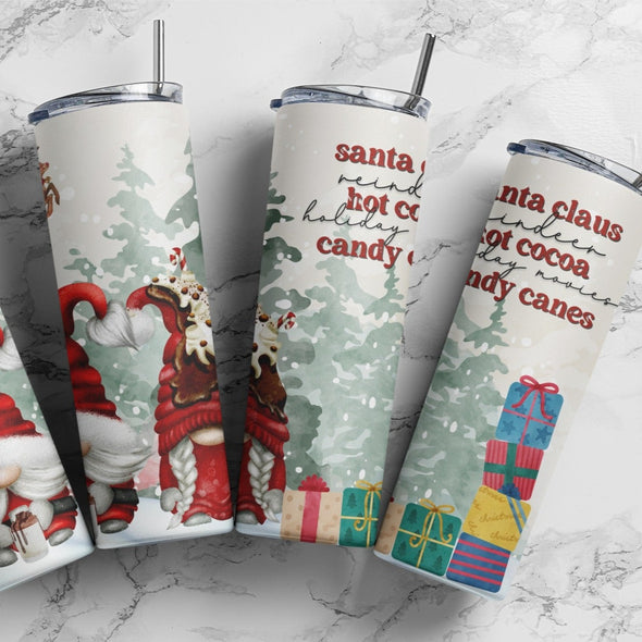 Santa Claus Gnome - 20 oz Skinny Tumbler Sublimation Transfers