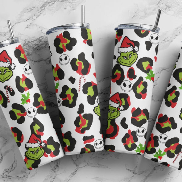 Leopard Christmas - 20 oz Skinny Tumbler Sublimation Transfers