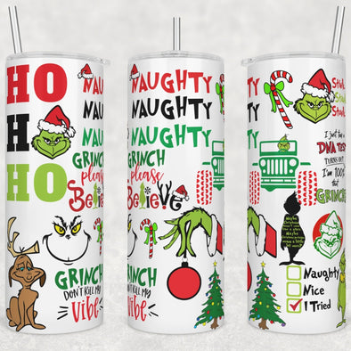 Naughty - 20 oz Skinny Tumbler Sublimation Transfers