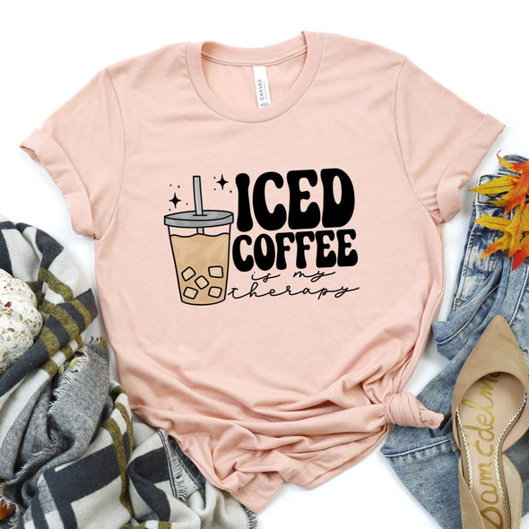 Iced Coffee Is My Therapy - Completed Bella Canvas Tee